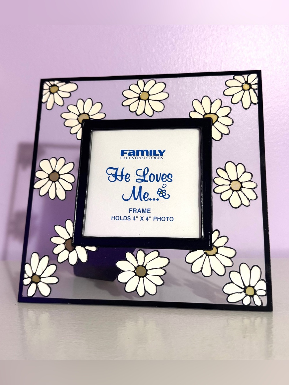 New Vintage Y2K Glass Picture Frame w/ Daisies 2000’s Family Christian Stores